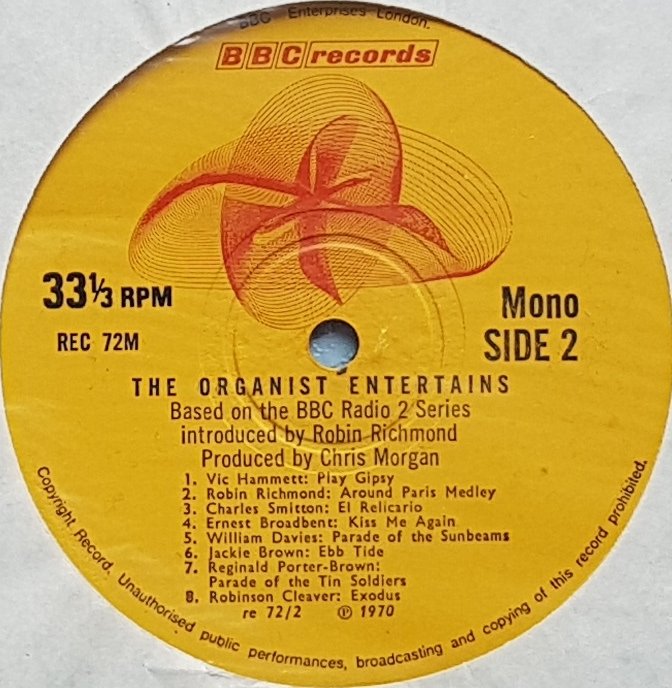 REC 72 The organist entertains Various from the BBC records and Tapes library Label